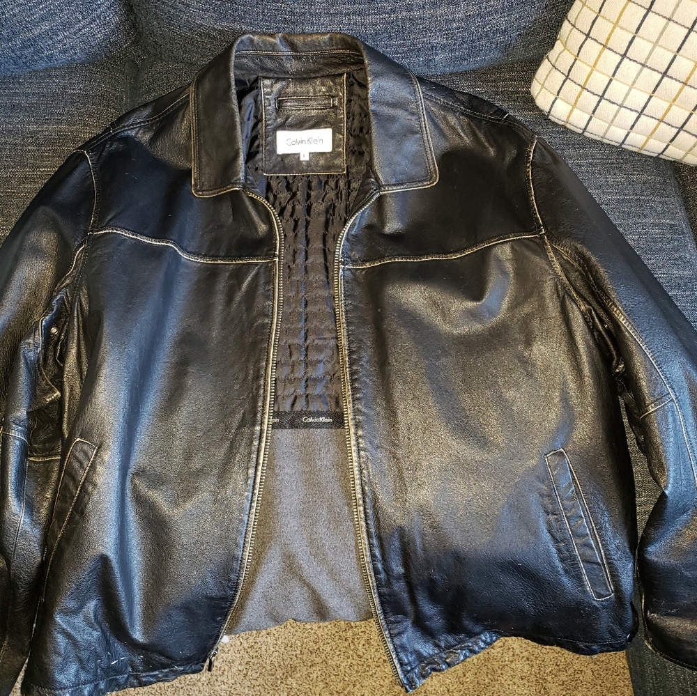 Calvin Klein black leather jacket